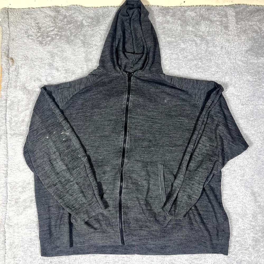 Calvin Klein Jeans Hoodie Mens 4XL Charcoal Gray Cotton Raglan Sleeve Full Zip